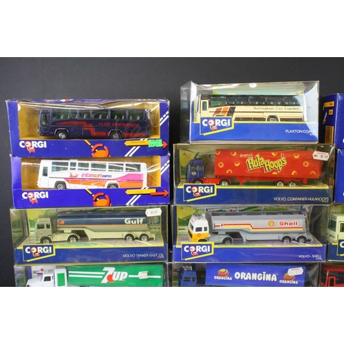 1281 - 39 Boxed / cased Corgi 1980s and 90s diecast models, mostly trucks & buses, to include J4/8 Transit ... 