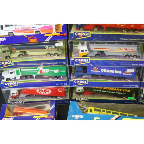 1281 - 39 Boxed / cased Corgi 1980s and 90s diecast models, mostly trucks & buses, to include J4/8 Transit ... 