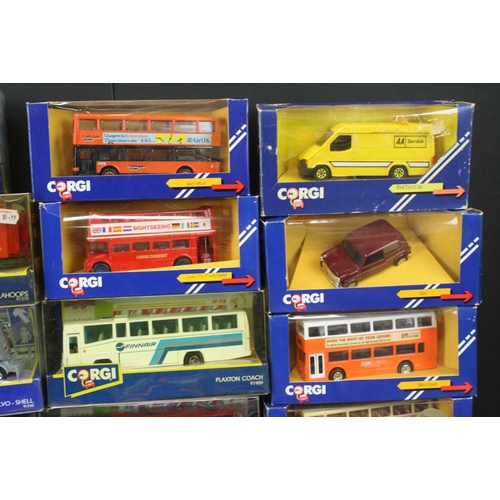 1281 - 39 Boxed / cased Corgi 1980s and 90s diecast models, mostly trucks & buses, to include J4/8 Transit ... 