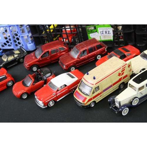 1282 - Around 100 diecast models to include Welly, Corgi, Maisto, Hongwell, Saico, etc, diecast gd overall ... 