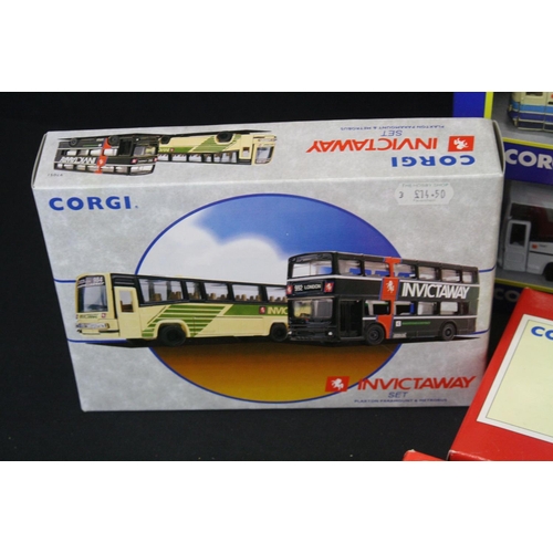 1288 - 38 Boxed Corgi diecast model buses & coaches to include 3 x 469 Routemasters, Timpsons AEC  Regal Co... 