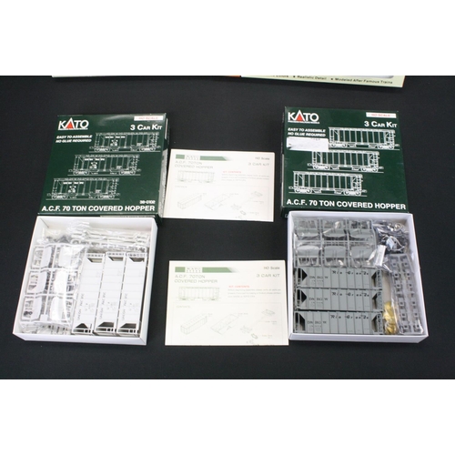 253 - Seven boxed HO gauge accessories to include 3 x Kato 3 Car Kits (38-0110 Rio Grande, 38-0103 St Loui... 