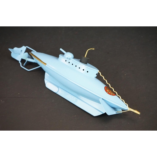 344 - Boxed Sutcliffe Model tinplate Unda Wunda clockwork diving submarine in pale blue, decals & paint ex... 