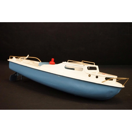 348 - Boxed Sutcliffe metal Kestrel Electric Cruiser model in light blue & white, complete with accessorie... 