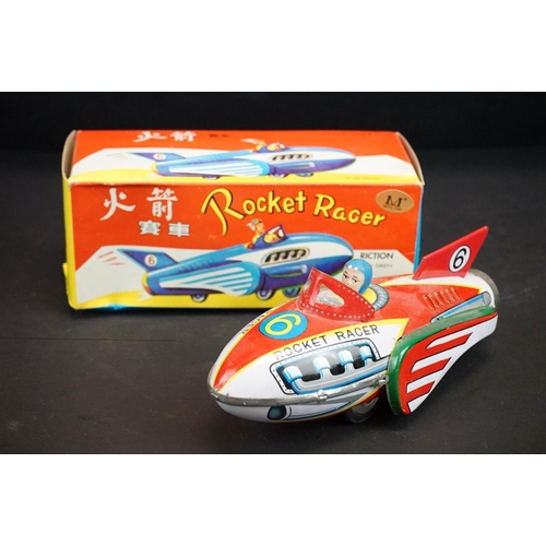 352 - Four boxed tinplate Outer Space related models, to include Astronef Electrique Space Ship, Rocket Ra... 