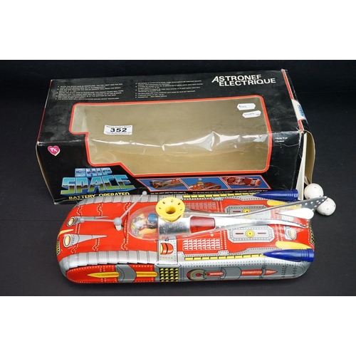 352 - Four boxed tinplate Outer Space related models, to include Astronef Electrique Space Ship, Rocket Ra... 