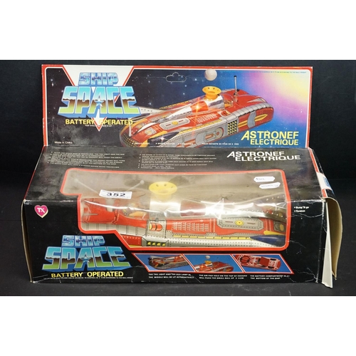 352 - Four boxed tinplate Outer Space related models, to include Astronef Electrique Space Ship, Rocket Ra... 