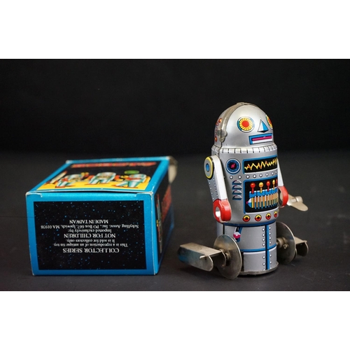 352 - Four boxed tinplate Outer Space related models, to include Astronef Electrique Space Ship, Rocket Ra... 