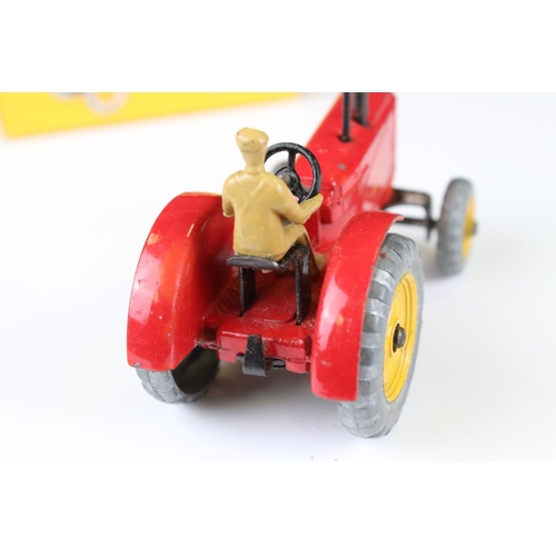 1330 - Boxed Dinky 300 Massey-Harris Tractor diecast model in red with driver, plus a boxed 322 Disc Harrow... 