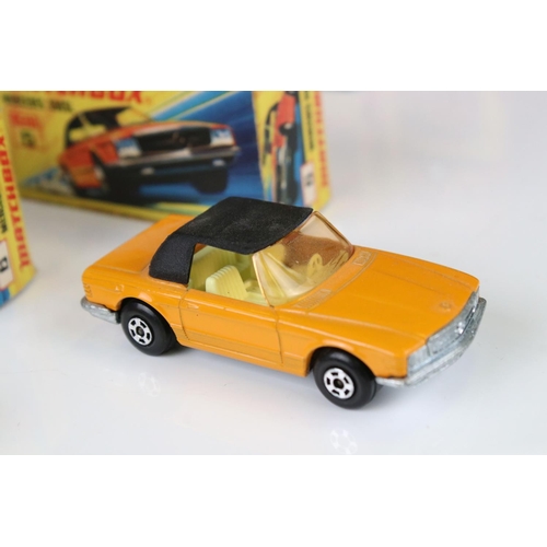 1338 - 12 Boxed Matchbox 75 Series & Superfast diecast models to include 2 x 18 Field Car, 6 Mercedes 350SL... 