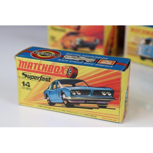 1338 - 12 Boxed Matchbox 75 Series & Superfast diecast models to include 2 x 18 Field Car, 6 Mercedes 350SL... 