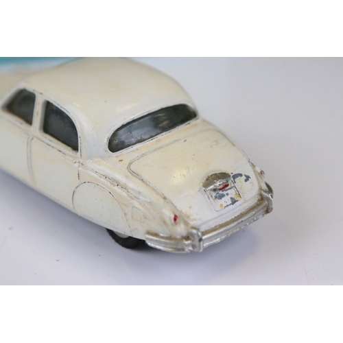 1339 - Boxed Corgi 208 Jaguar 2.4 Litre Saloon diecast model in white, showing some discolouring and paint ... 