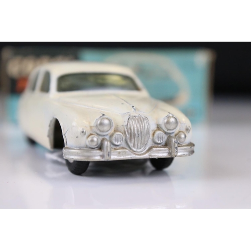 1339 - Boxed Corgi 208 Jaguar 2.4 Litre Saloon diecast model in white, showing some discolouring and paint ... 