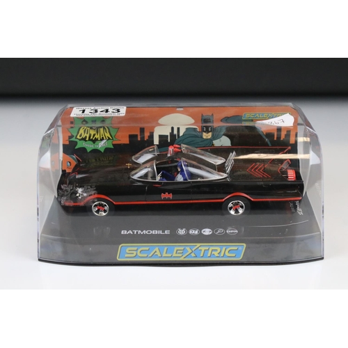 1343 - Cased Scalextric C4175 Batman Batmobile 1966 TV Series slot car