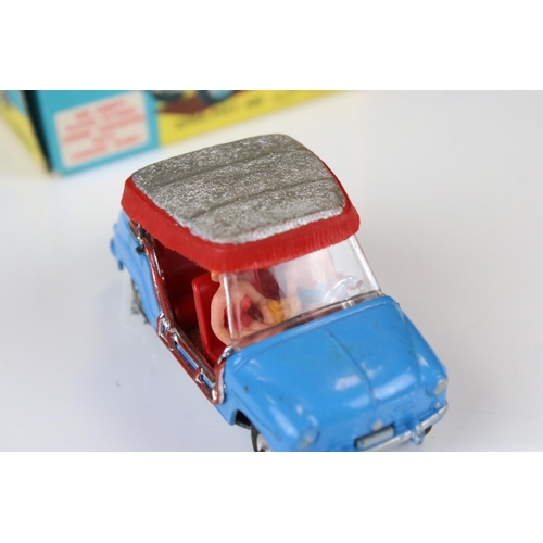 1347 - Boxed Corgi 240 Ghia Fiat 600 diecast model in blue with red interior and silver roof, both figures,... 