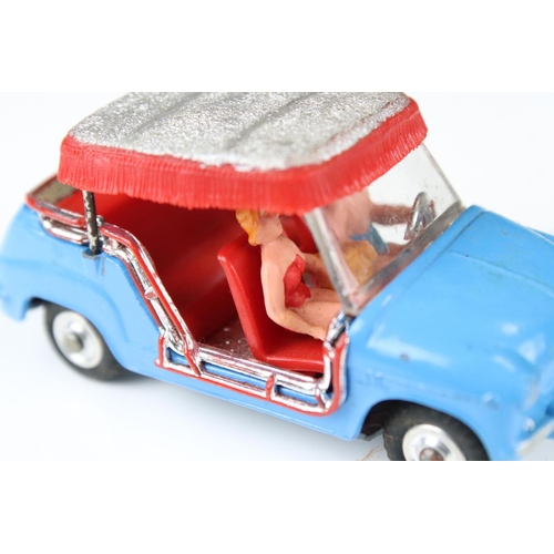 1347 - Boxed Corgi 240 Ghia Fiat 600 diecast model in blue with red interior and silver roof, both figures,... 