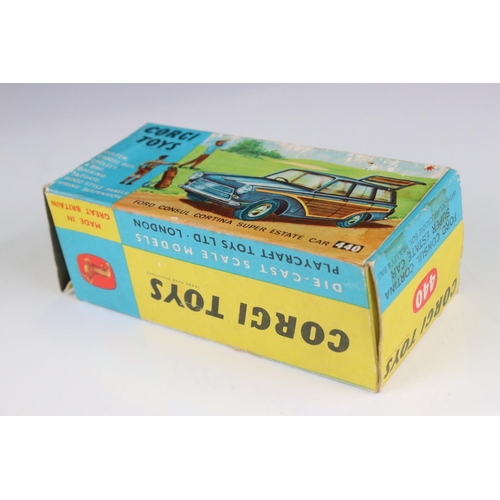 1349 - Boxed Corgi 440 Ford Consul Cortina Super Estate Car diecast model with golfer, caddie boy & golf ba... 