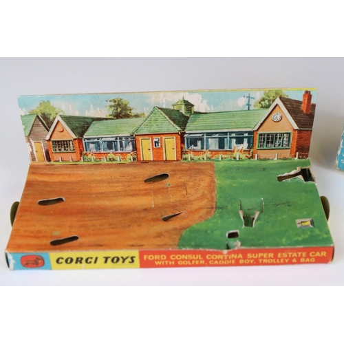 1349 - Boxed Corgi 440 Ford Consul Cortina Super Estate Car diecast model with golfer, caddie boy & golf ba... 