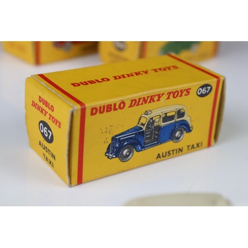 1351 - Six boxed Dinky Dublo diecast models to include 062 Singer Roadster in orange with red interior, 063... 