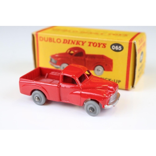 1351 - Six boxed Dinky Dublo diecast models to include 062 Singer Roadster in orange with red interior, 063... 