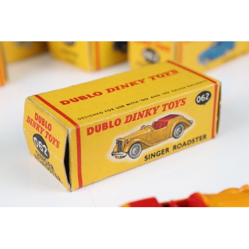 1351 - Six boxed Dinky Dublo diecast models to include 062 Singer Roadster in orange with red interior, 063... 