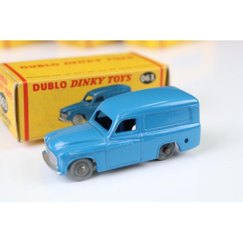 1351 - Six boxed Dinky Dublo diecast models to include 062 Singer Roadster in orange with red interior, 063... 