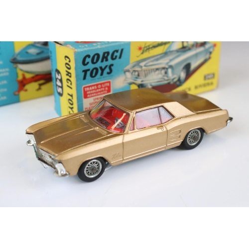 1354 - Two boxed boxed Corgi diecast models to include 245 Buick Riviera in bronze with red interior (dieca... 