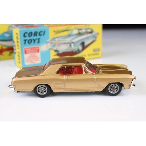 1354 - Two boxed boxed Corgi diecast models to include 245 Buick Riviera in bronze with red interior (dieca... 