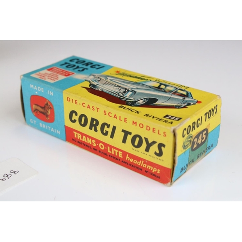 1354 - Two boxed boxed Corgi diecast models to include 245 Buick Riviera in bronze with red interior (dieca... 