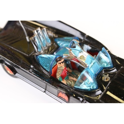 1363 - Boxed Corgi 267 Batmobile diecast model with Batman & Robin figures, siren has been snapped off from... 