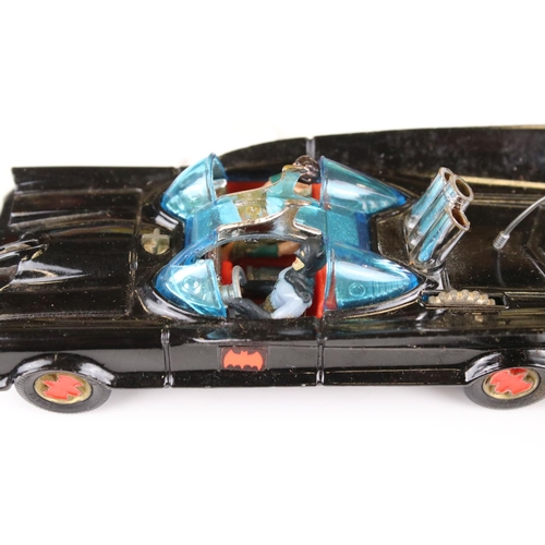 1363 - Boxed Corgi 267 Batmobile diecast model with Batman & Robin figures, siren has been snapped off from... 