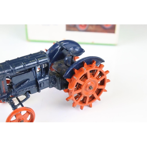 1367 - Britains Model Farm Fordson Major Tractor 127F diecast model in dark blue with studded orange wheels... 