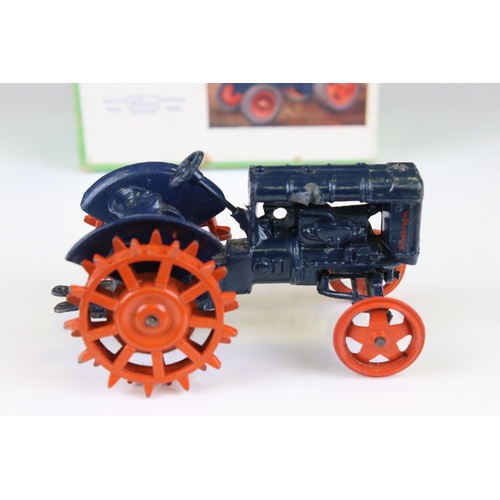 1367 - Britains Model Farm Fordson Major Tractor 127F diecast model in dark blue with studded orange wheels... 