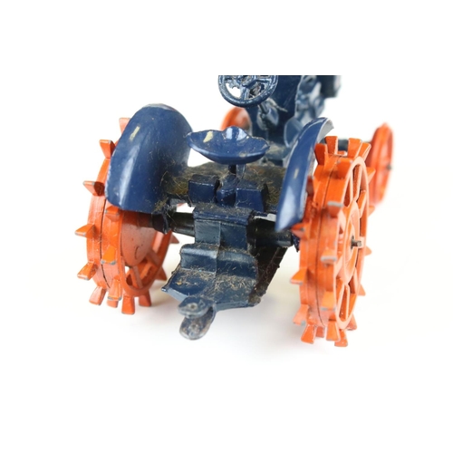 1367 - Britains Model Farm Fordson Major Tractor 127F diecast model in dark blue with studded orange wheels... 