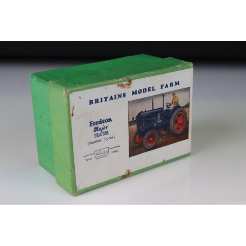 1367 - Britains Model Farm Fordson Major Tractor 127F diecast model in dark blue with studded orange wheels... 