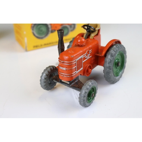 1369 - Boxed Dinky 301 Field-Marshall Tractor in orange with grey wheels (with driver), plus a boxed 324 Ha... 