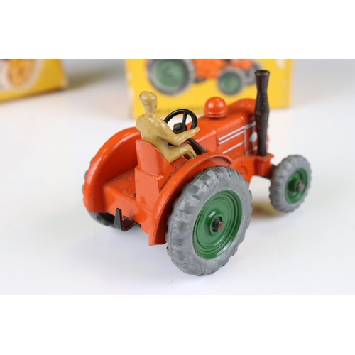 1369 - Boxed Dinky 301 Field-Marshall Tractor in orange with grey wheels (with driver), plus a boxed 324 Ha... 