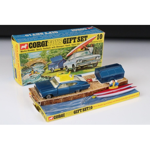 1372 - Boxed Corgi Gift Set 10 Marlin Rambler Sports Fastback with 2 x Ottersport Kayak, figure and Camping... 