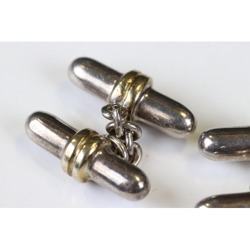 157 - Pair of Silver & Silver Gilt Double-end Bar Cufflinks, hallmarked