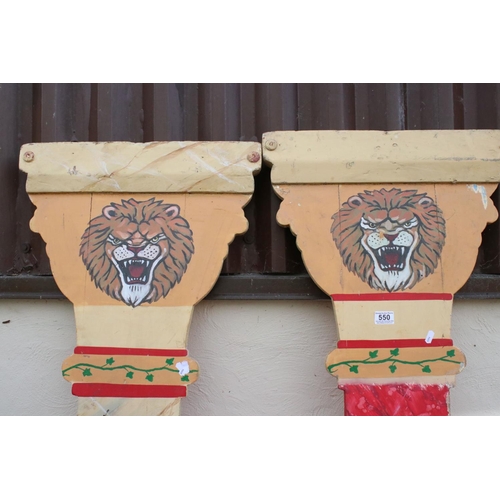 550 - Fairground Signs and Boarding including Two Painted Boards in the form of Classical Columns, 197cm h... 