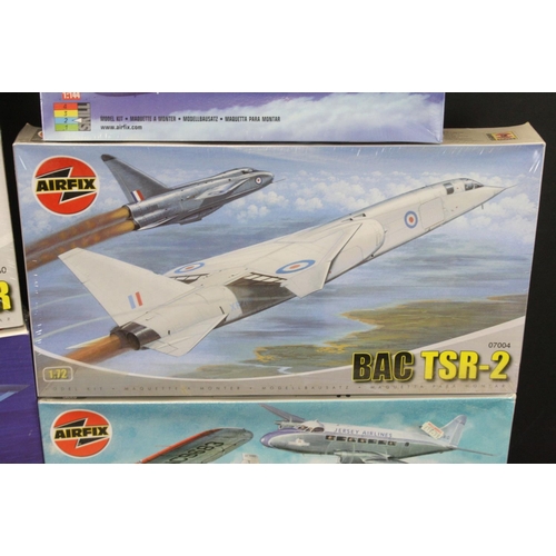 359 - 14 Sealed boxed Airfix plastic model kits to include 2 x 1/72 07004 BAC TSR-2, 1/48 09180 HS Buccane... 