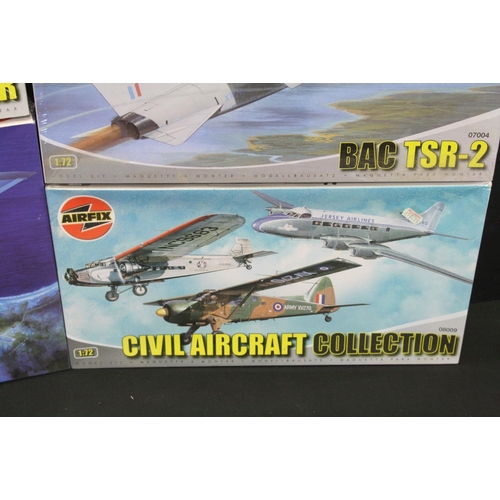 359 - 14 Sealed boxed Airfix plastic model kits to include 2 x 1/72 07004 BAC TSR-2, 1/48 09180 HS Buccane... 