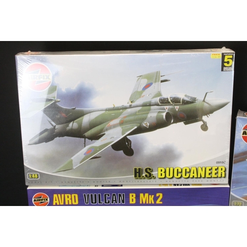 359 - 14 Sealed boxed Airfix plastic model kits to include 2 x 1/72 07004 BAC TSR-2, 1/48 09180 HS Buccane... 