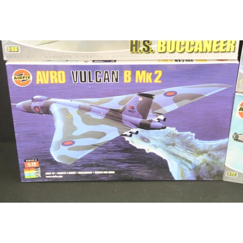 359 - 14 Sealed boxed Airfix plastic model kits to include 2 x 1/72 07004 BAC TSR-2, 1/48 09180 HS Buccane... 