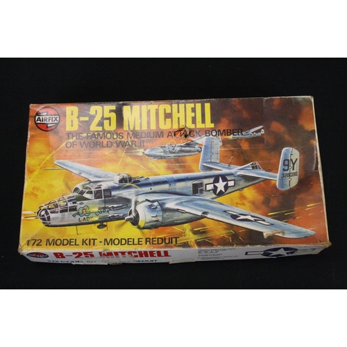 360 - Seven boxed plastic model kits, to include Airfix 1:72 B-25 Mitchell, Sepecat Junior, 1:32 1910 B Ty... 