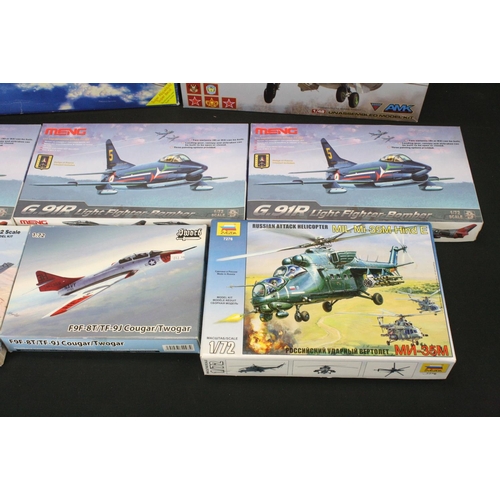 362 - 11 Boxed Plastic model kits to include 3 x Meng 1/72 DS004 Light Fighter Bomber kits, 3 x AMK 1/48 k... 