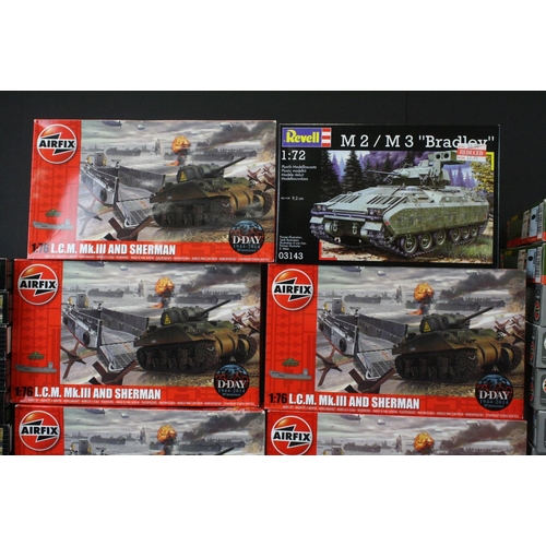 364 - 24 Boxed & unopened plastic kits to include 5 x 1/76 AirfixAA03301 LCM Mk III and Sherman, 10 x 1/72... 