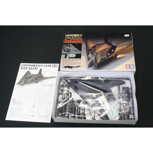 371 - Six boxed plastic model kits to include 4 x Tamiya 1/72 (60742 U.S Navy A-6E Intruder, 60703 Lockhee... 