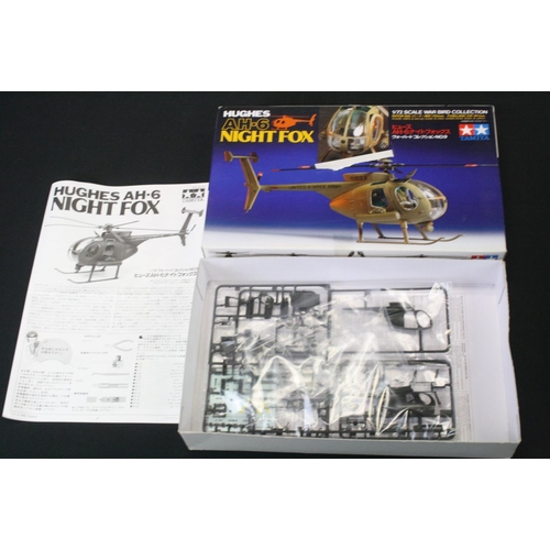 371 - Six boxed plastic model kits to include 4 x Tamiya 1/72 (60742 U.S Navy A-6E Intruder, 60703 Lockhee... 