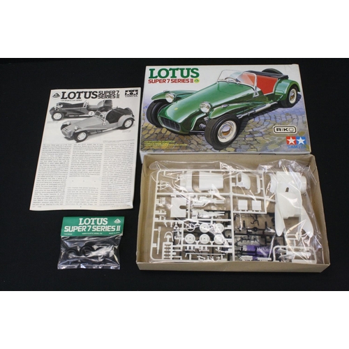 372 - Three boxed Tamiya plastic model kits to include 1/72 Vosper Fast Patrol Boat Perkasa, 1/24 Lotus Su... 